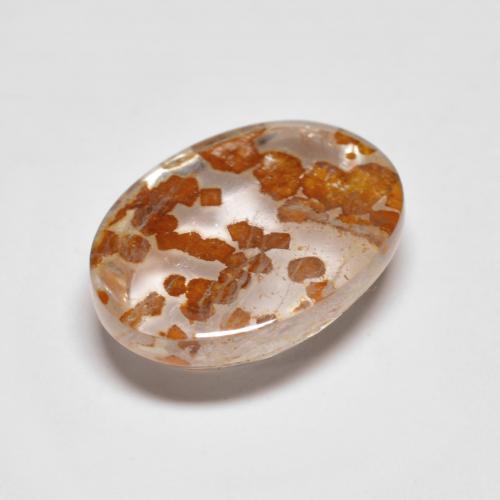 3.68캐럿 천연 다색 마르카사이트가 함유된 석영, 타원형 컷, 투명한