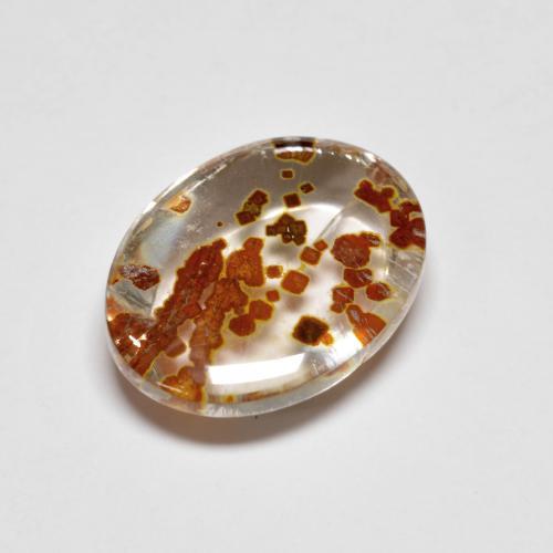 5.58캐럿 천연 다색 마르카사이트가 함유된 석영, 타원형 컷, 투명한