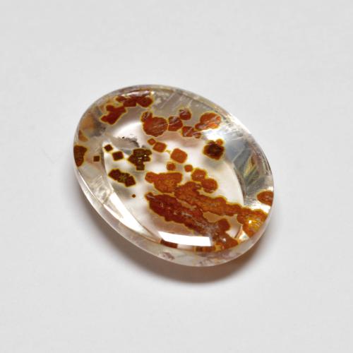 5.58캐럿 천연 다색 마르카사이트가 함유된 석영, 타원형 컷, 투명한