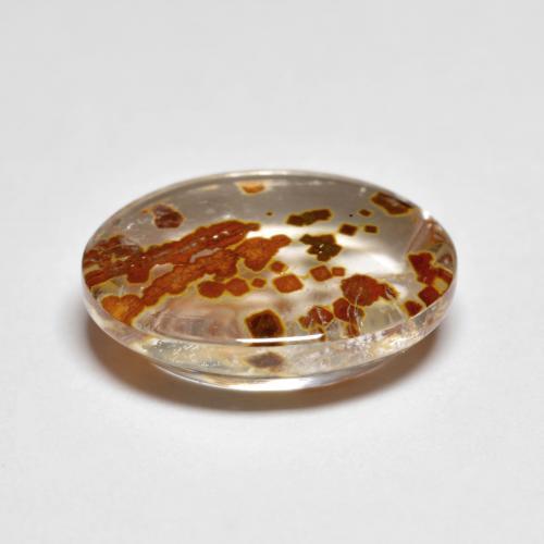 5.58캐럿 천연 다색 마르카사이트가 함유된 석영, 타원형 컷, 투명한