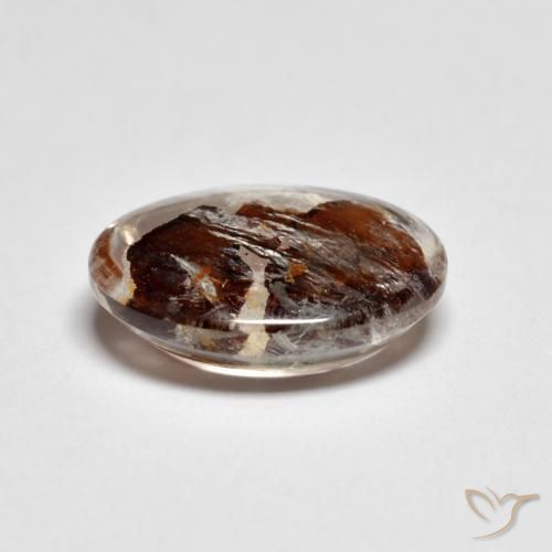 3.36캐럿 천연 다색 마르카사이트가 함유된 석영, 타원형 컷, 투명한