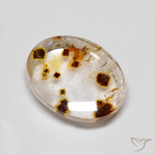 9.60ct 자연스러운 다색 마르카사이트가 함유된 석영, 타원형, 투명한