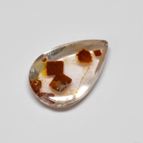 3.45캐럿 천연 다색 마르카사이트가 함유된 석영, 배 모양, 투명한