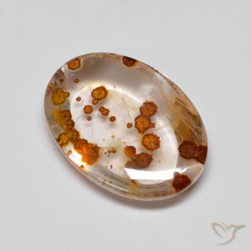 5.58ct 자연스러운 다색 마르카사이트가 함유된 석영, 타원형, 투명한