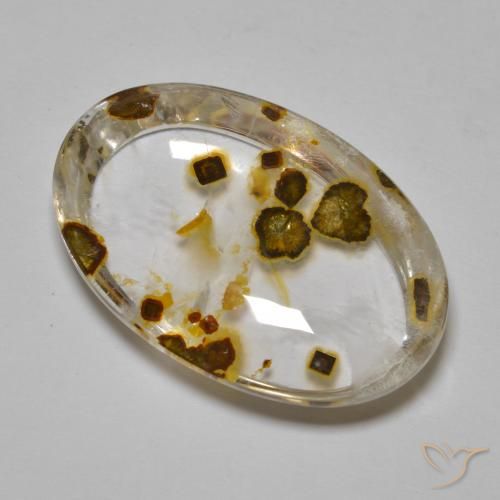 29.44ct 자연스러운 다색 마르카사이트가 함유된 석영, 타원형, 투명한