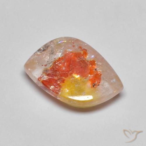 5.96캐럿 천연 멀티컬러 마카사이트 포함 쿼츠, 멋진 모양, 15.4×9.7 mm, 투명한