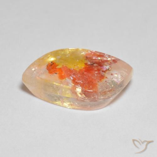 5.96캐럿 천연 멀티컬러 마카사이트 포함 쿼츠, 멋진 모양, 15.4×9.7 mm, 투명한