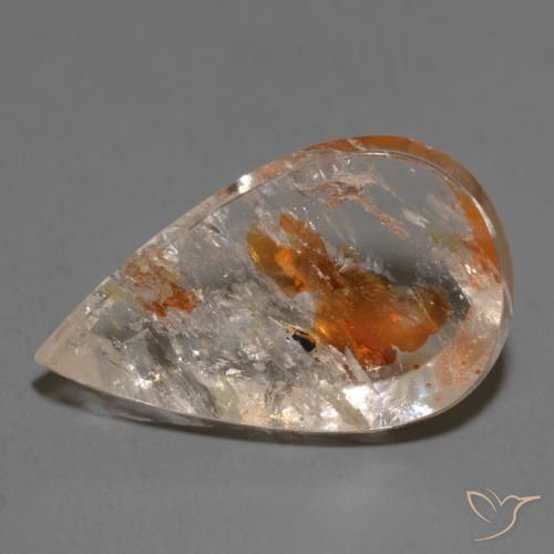 14.58ct 자연스러운 다색 마르카사이트가 함유된 석영, 배 모양, 투명한