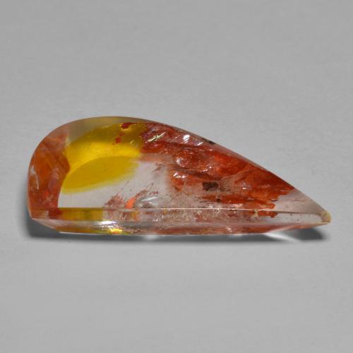 5.66캐럿 천연 멀티컬러 마카사이트 포함 쿼츠, 멋진 모양, 20.2×10.2 mm, 투명한