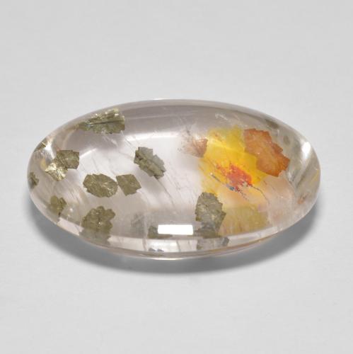 17.03캐럿 천연 다색 마르카사이트가 함유된 석영, 타원형 컷, 투명한