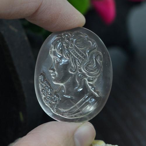 44.82캐럿 천연 클리어 화이트 쿼츠, 멋진 모양, 32.1×25.6 mm, 투명한