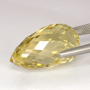 22.59캐럿 천연 레몬 쿼츠, 브리올레트, 22.7×12.8 mm, VS