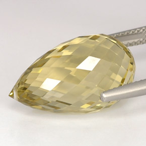 15.28캐럿 천연 레몬 쿼츠, 브리올레트, 19.3×11.5 mm, VVS-VS