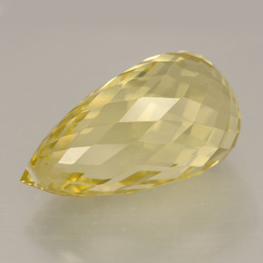 12.38캐럿 천연 레몬 쿼츠, 브리올레트, 19×10.2 mm, IF