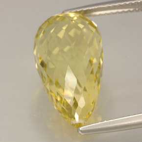 12.38캐럿 천연 레몬 쿼츠, 브리올레트, 19×10.2 mm, IF