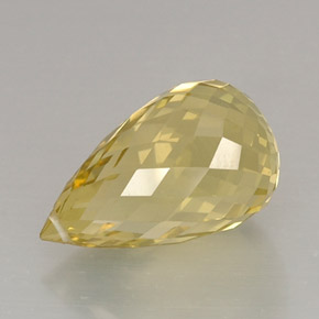 10.63캐럿 천연 레몬 쿼츠, 브리올레트, 17.2×10.2 mm, VVS