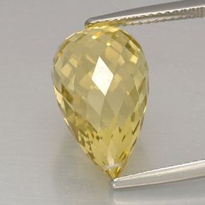 10.63캐럿 천연 레몬 쿼츠, 브리올레트, 17.2×10.2 mm, VVS