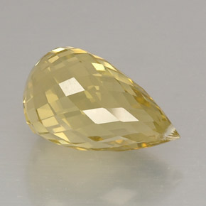 10.63캐럿 천연 레몬 쿼츠, 브리올레트, 17.2×10.2 mm, VVS