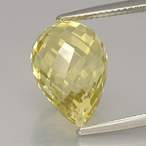 10.31캐럿 천연 레몬 쿼츠, 브리올레트, 15.7×10.8 mm, VVS
