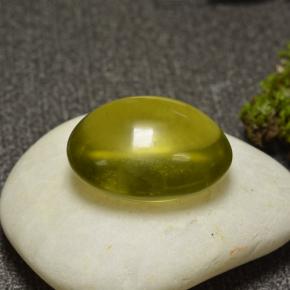 29.76캐럿 천연 노란빛 그린 쿼츠, 타원형 컷, 22.3×18.3 mm, 투명한
