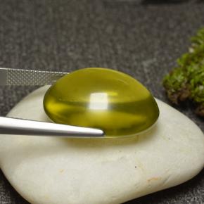 29.76캐럿 천연 노란빛 그린 쿼츠, 타원형 컷, 22.3×18.3 mm, 투명한
