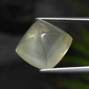8.57캐럿 천연 회녹색 쿼츠, 쿠션 컷, 13×12.8 mm, 투명한