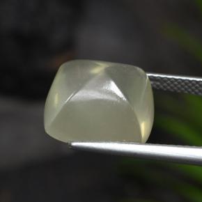 8.57캐럿 천연 회녹색 쿼츠, 쿠션 컷, 13×12.8 mm, 투명한