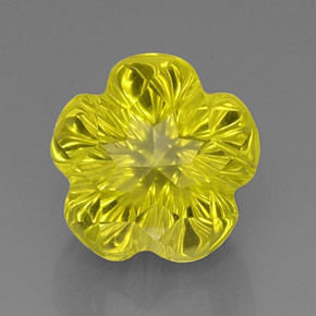 12.53캐럿 천연 레몬 쿼츠, 플라워 컷, 14.5×14 mm, 투명한