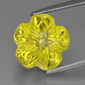 12.53캐럿 천연 레몬 쿼츠, 플라워 컷, 14.5×14 mm, 투명한