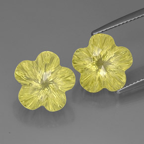캐럿 천연 레몬 쿼츠 보석, 플라워 컷, 12.4×12.1 mm, 투명한