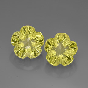 캐럿 천연 레몬 쿼츠 보석, 플라워 컷, 14.3×14.1 mm, 투명한