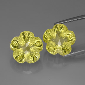 캐럿 천연 레몬 쿼츠 보석, 플라워 컷, 14.3×14.1 mm, 투명한