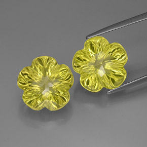 캐럿 천연 레몬 쿼츠 보석, 플라워 컷, 14.1×14 mm, 투명한