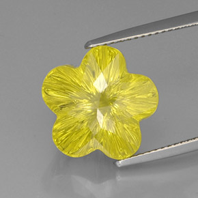 9.84캐럿 천연 레몬 쿼츠, 플라워 컷, 14.3×13.8 mm, 투명한