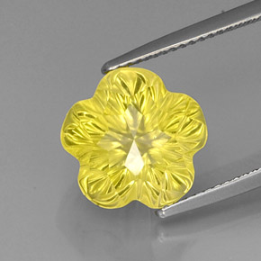 7.86캐럿 천연 레몬 쿼츠, 플라워 컷, 12.4×12 mm, 투명한