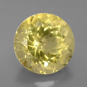 5.87캐럿 천연 레몬 쿼츠, 라운드 컷, 12.00 mm, VS