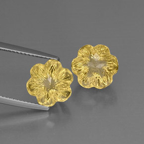 캐럿 천연 레몬 쿼츠 보석, 플라워 컷, 9.8×9.3 mm, 투명한