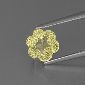 2.42캐럿 천연 레몬 쿼츠, 플라워 컷, 8.4×7.8 mm, 투명한