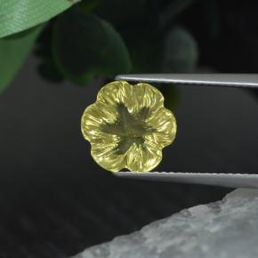 3.43캐럿 천연 미디엄 옐로우 쿼츠, 플라워 컷, 9.9×9.8 mm, 투명한