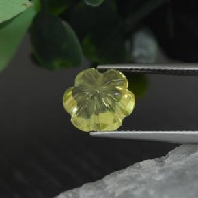 3.43캐럿 천연 미디엄 옐로우 쿼츠, 플라워 컷, 9.9×9.8 mm, 투명한
