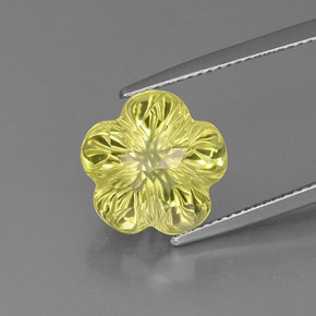 7.35캐럿 천연 레몬 쿼츠, 플라워 컷, 12.2×12 mm, 투명한