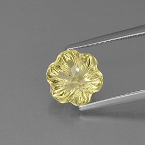 2.98캐럿 천연 레몬 쿼츠, 플라워 컷, 9.6×9.1 mm, 투명한