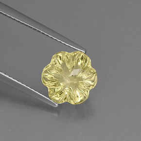 2.98캐럿 천연 레몬 쿼츠, 플라워 컷, 9.6×9.1 mm, 투명한