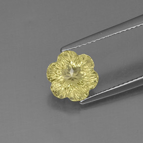 2.57캐럿 천연 레몬 쿼츠, 플라워 컷, 8.2×7.9 mm, 투명한