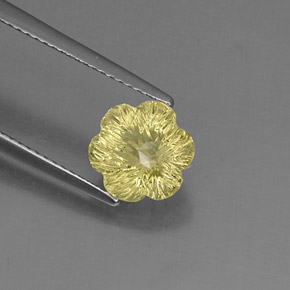 2.57캐럿 천연 레몬 쿼츠, 플라워 컷, 8.2×7.9 mm, 투명한