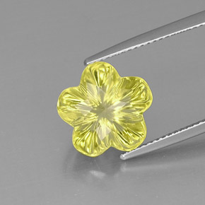 6.47캐럿 천연 레몬 쿼츠, 플라워 컷, 12.3×12 mm, 투명한