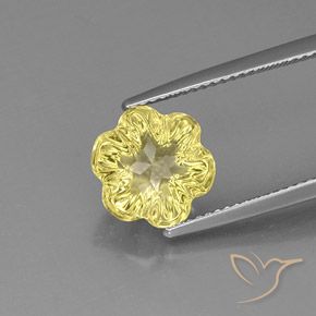 4.06ct 자연스러운 연노랑 석영, 플라워 컷, 투명한