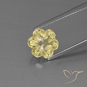 2.60ct 자연스러운 옅은 노랑 석영, 플라워 컷, 투명한