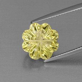 7.42캐럿 천연 레몬 쿼츠, 플라워 컷, 12.4×12.1 mm, 투명한