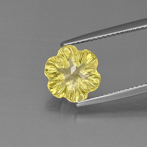 3.40캐럿 천연 레몬 쿼츠, 플라워 컷, 10.4×9.7 mm, 투명한